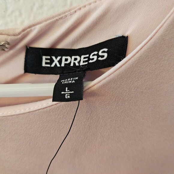 Express Tie Balloon Sleeve Ponte Shift Dress Pink Size L New With Tags - Picture 4 of 8